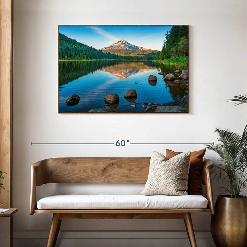 Relaxing Trillium Lake, 43" X 29", Floating Frame Walnut