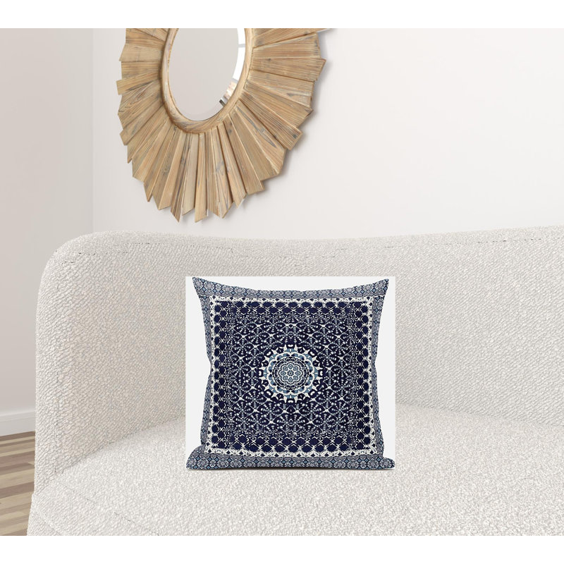 Floral Reversible Throw Pillow, Indigo/Blue