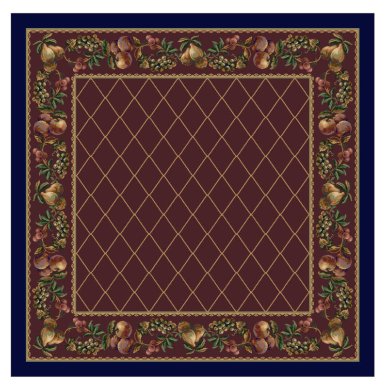 Alminus Fruit Medley Garnet Lattice Area Rug, Square 7'7"