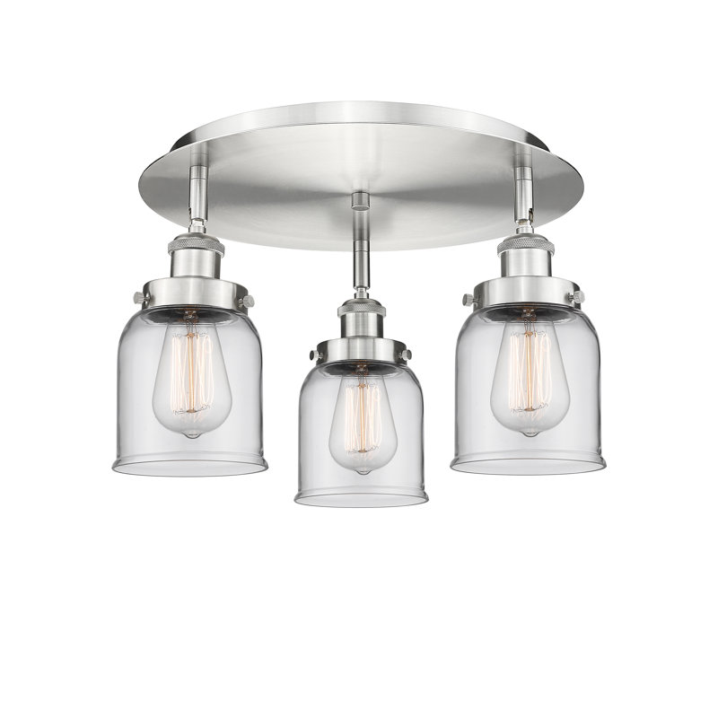 Plafonnier Bell, Transparent, Nickel satiné