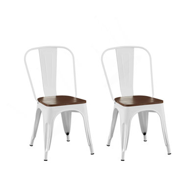 Ensemble de 2 chaises de salle à manger industrielles en métal à haute brillance en bois empilable de 18 pouces de hauteur, intérieur extérieur, surface légère facile à nettoyer, assemblage facile, conception moderne durable