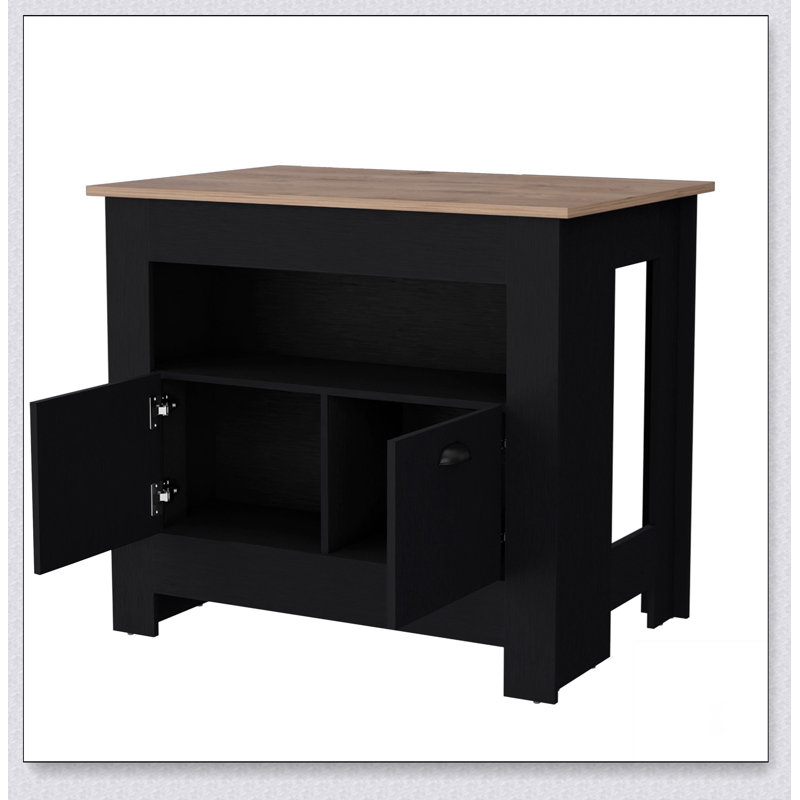 Élégant îlot de cuisine à 2 portes avec beaucoup de rangement et trois tablettes, parfait pour organiser et rehausser n'importe quelle cuisine