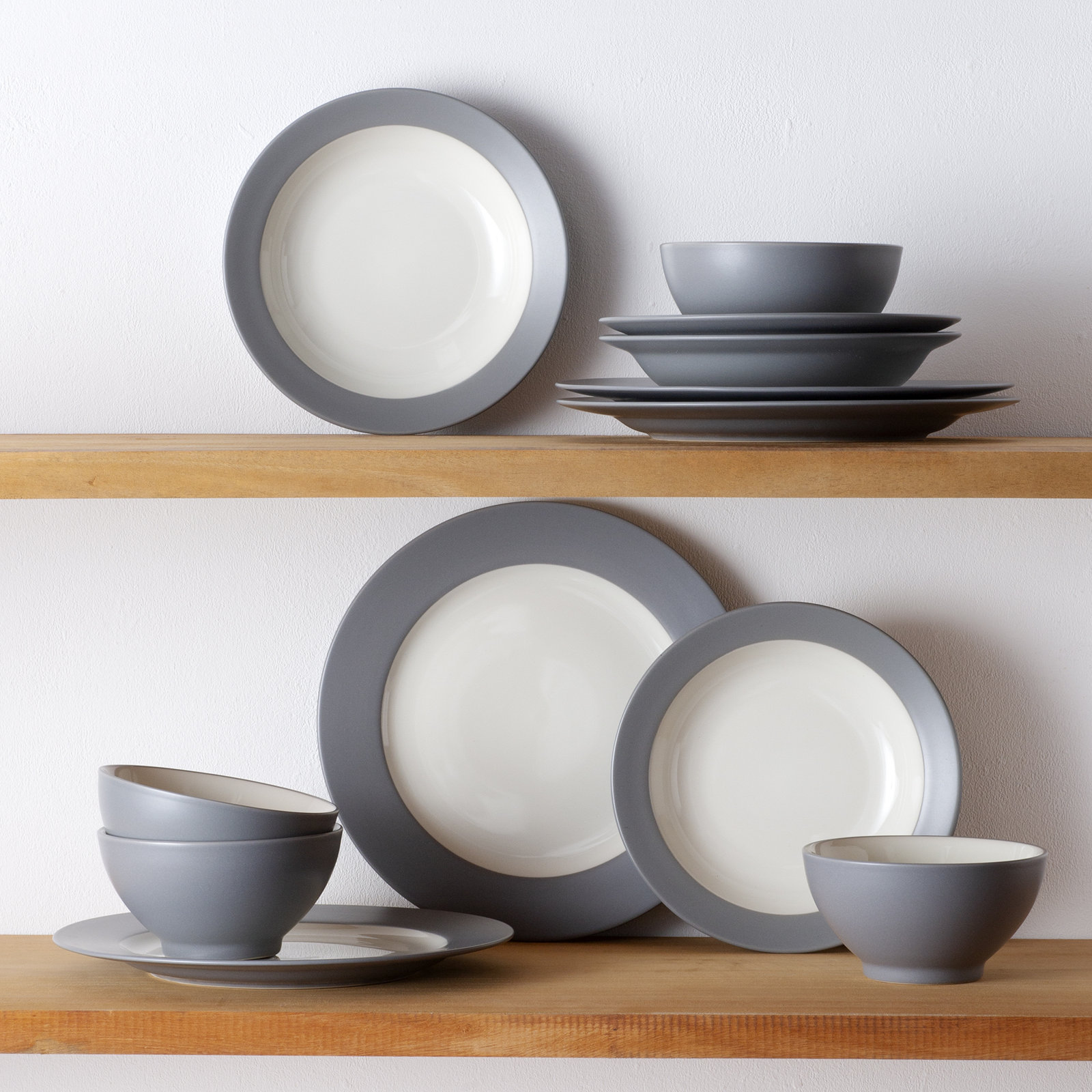 Noritake Colorwave 12-Piece Rim Dinnerware Set, Service for 4, Slate