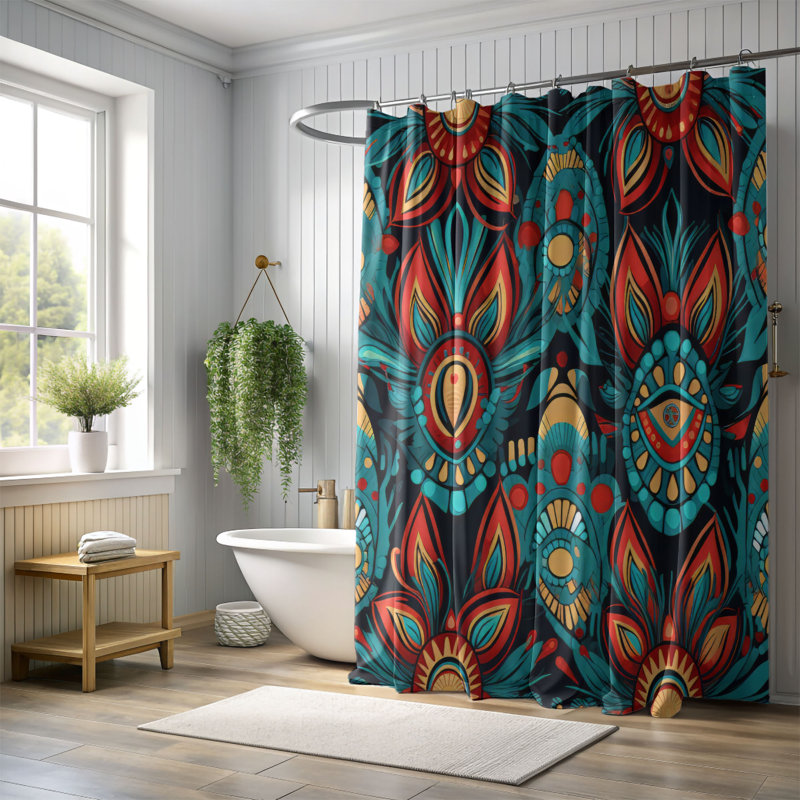 Boho Henna - Premium Shower Curtain, 74"H x 71"W