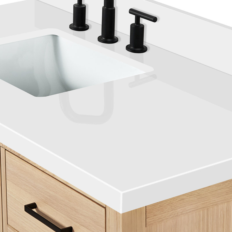 Ensemble de meuble-lavabo simple 43 po Cambridge, Chêne, Forme rectangulaire, Gauche
