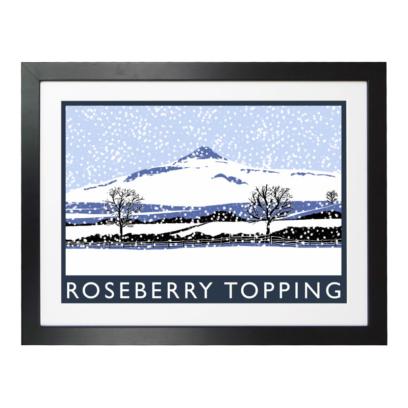 Roseberry Topping In Snow 2 by Richard O'Neil - Print, 33.5 cm H x 43.5 cm W x 2.2 cm D, Black Wood Frame