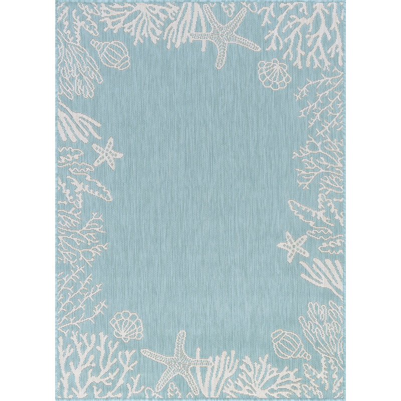Tapis turquoise à imprimé animal Zendaya, Rectangle 4 pi x 5 pi 3 po