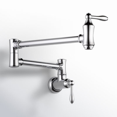 Traditional Chrome Pot Filler Kitchen Faucet, Wall Mount Kitchen Faucet, Chrome