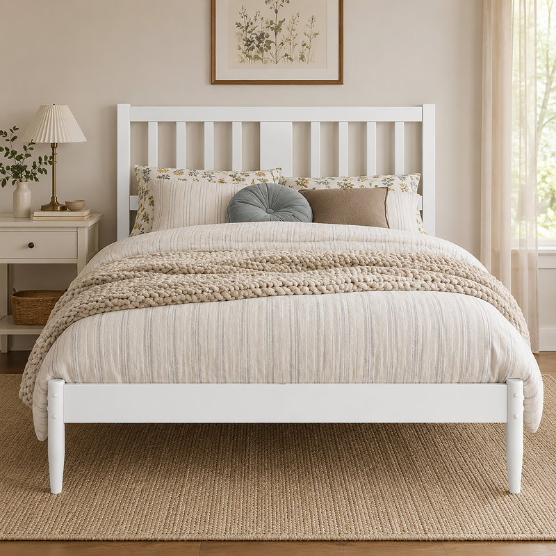 Lit plateforme Finley, White, Full