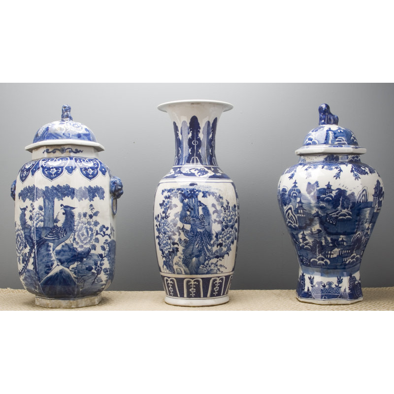 Porcelain Blue and White Phoenix Flower Vase