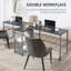 Bureau d'ordinateur 83 po pour 2 personnes avec 2 tablettes de rangement, poste de travail double avec étagère à livres, longue table de bureau pour le bureau personnel