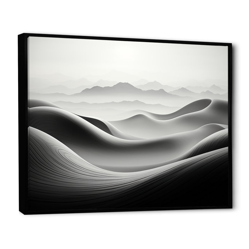 «Black and White Rivers», impression sur toile, Cadre flottant noir, H 16 po x l 32 po x P 1 po