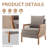 Upholstered Burlap Accent Chair With Wooden Legs And Rattan Arms-490367612