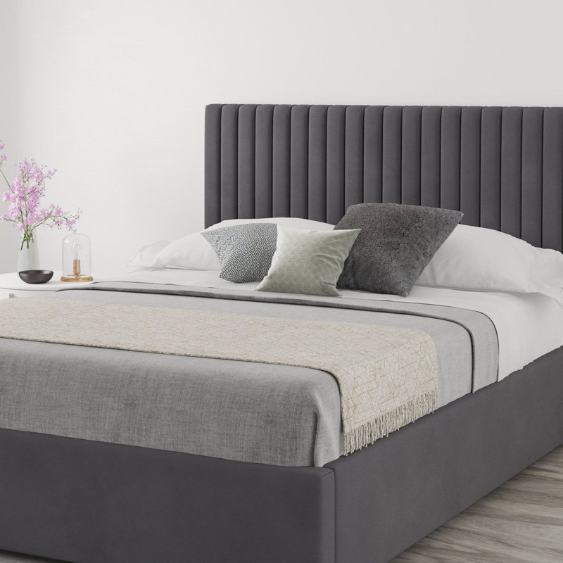 Hailey Upholstered Headboard, Kingsize (5'), Velvet Steel
