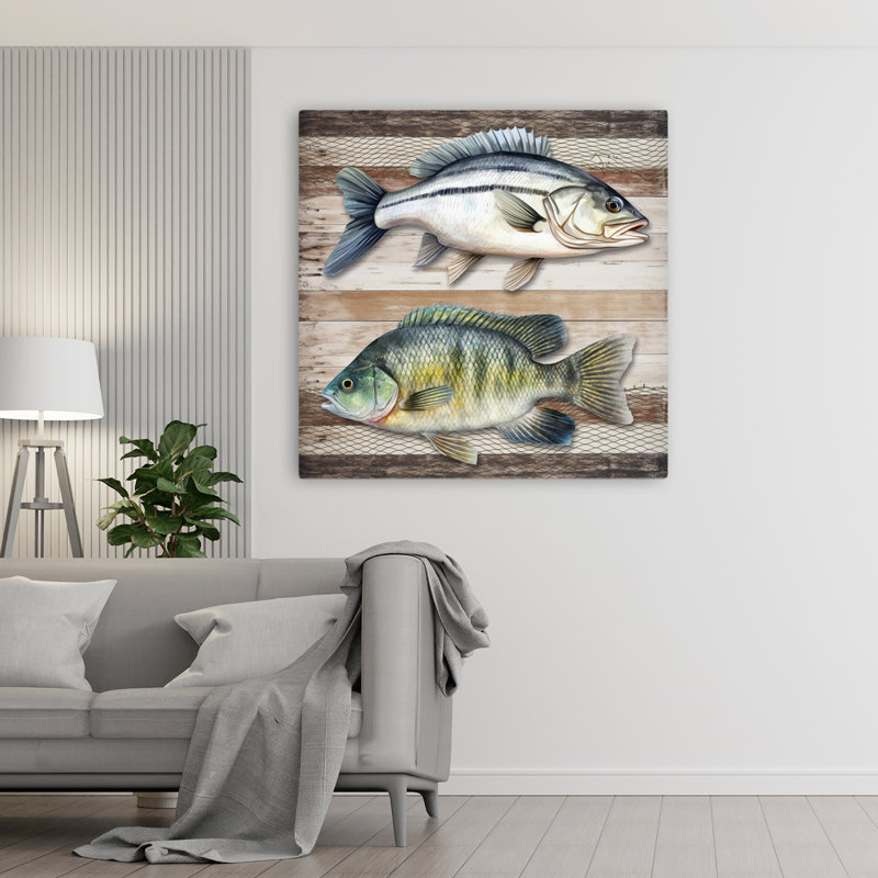 Lake Life Fish Contemporary Nature Art, 48" H x 48" W