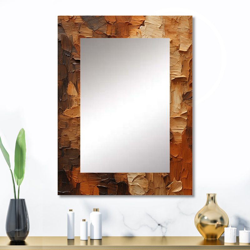Brun arbre écorce Essence 2 - miroir mural arbre, miroir décoratif moderne, impression d'art en métal, 32 po x 24 po