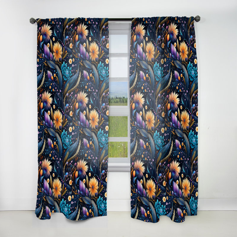 Mystical Boho Boho Motif III - Rideau floral - Rideau floral obscurcissant - 1 panneau, L 52 po x L 108 po