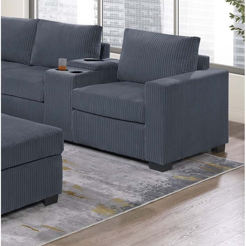 Ensemble de canapé-lit modulaire moderne et fonctionnel en velours côtelé gris foncé, Dark Gray, Dark Gray