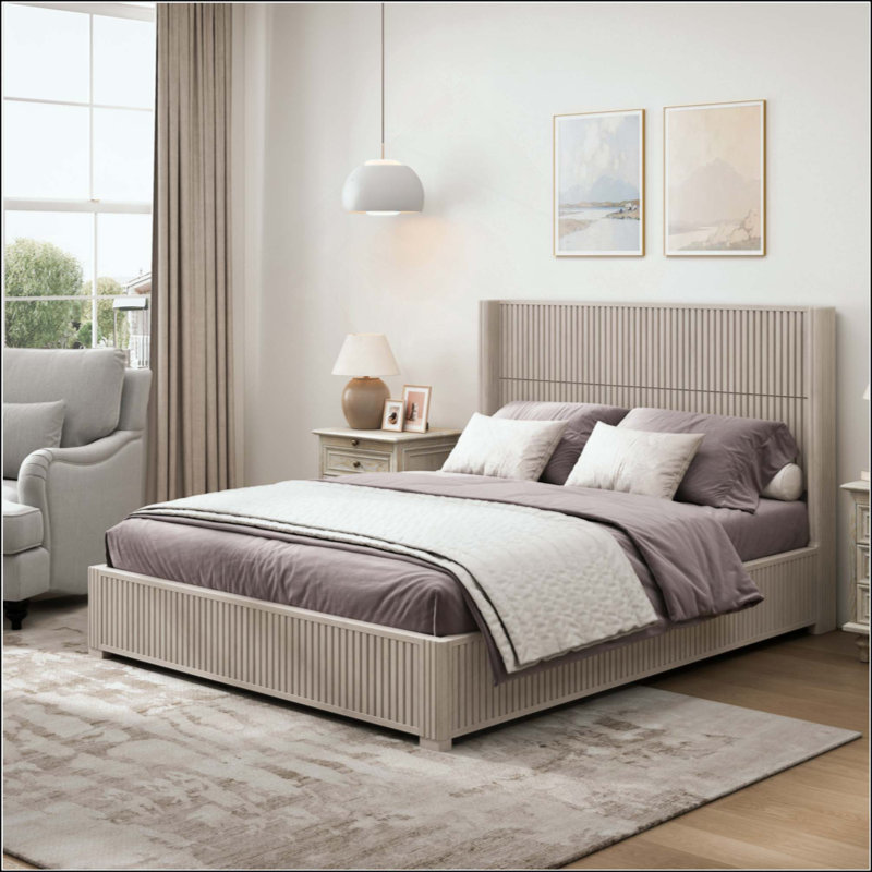 Structure de lit plateforme en bois massif avec tête de lit, lit à lattes en bois sur pied, aucun sommier requis, assemblage facile pour la chambre à coucher