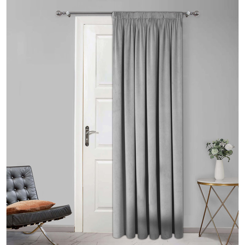 Ketlin Pencil Pleat Room Darkening Door Curtain, 165 W x 213 D cm, Grey