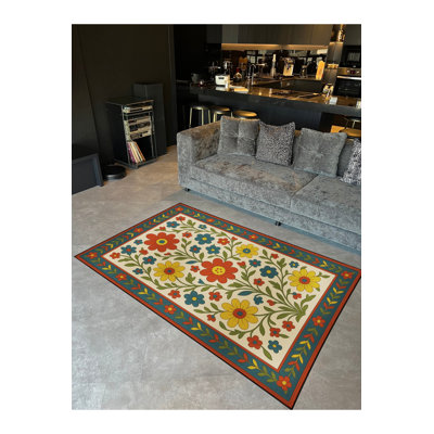 Tapis blanc tissé à motif lavable Mosso