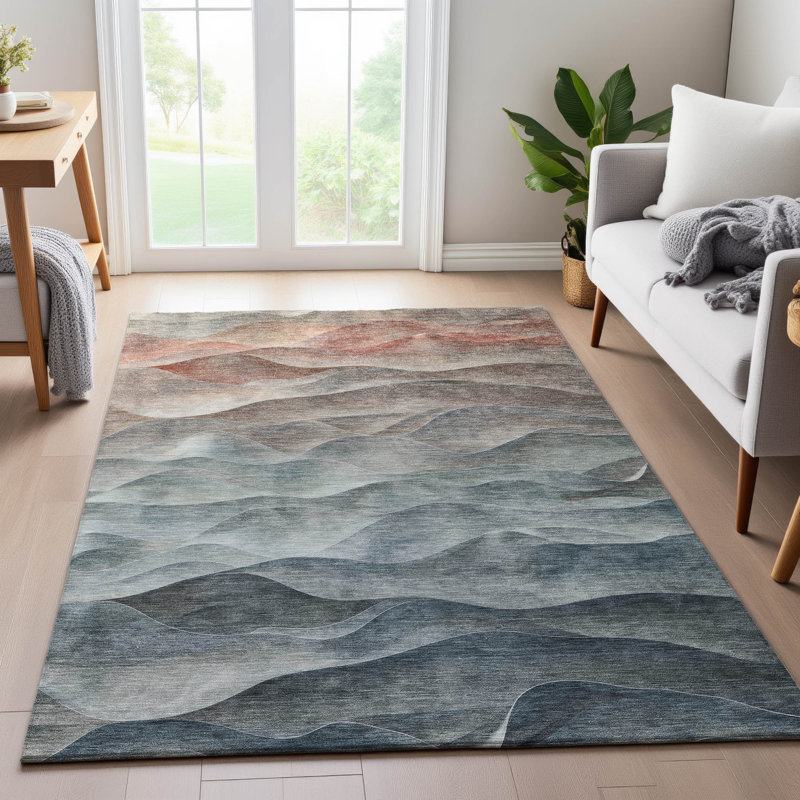 Tapis de qualité supérieure lavable à la machine Floyd AMF1618 Waves, Rectangle 10 pi x 14 pi