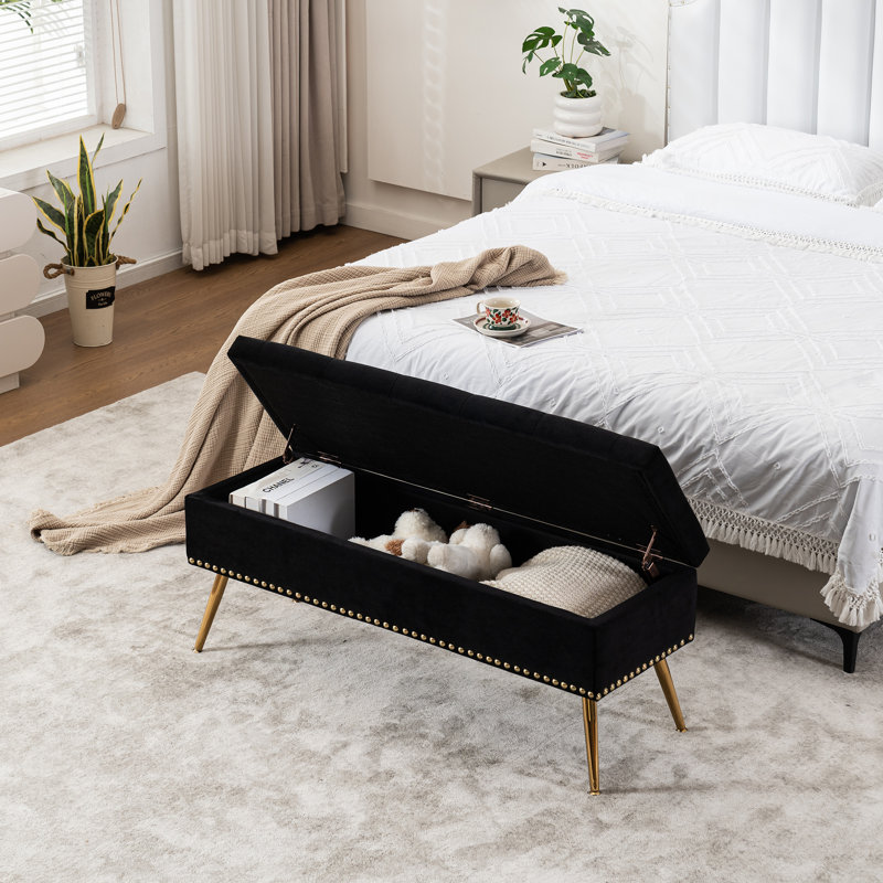 Banc de rangement, Noir, H 18 po x l 46 po x P 15,5 po