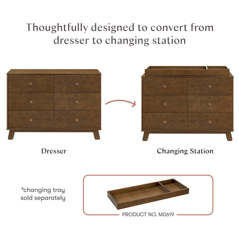 Hudson Modern 6-Drawer Assembled Double Dresser, Brown