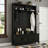 A Modern Black Hall Tree With Integrated Storage And 2 Large Drawers And An Extra-wide Mudroom Bench With 5 Coat Hooks Combines Practicality With Style.-375705646