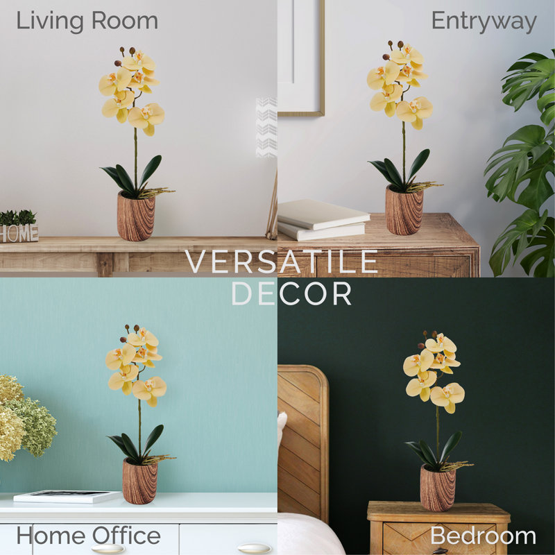 16 in. Realistic Artificial Orchid with Decorative Pot