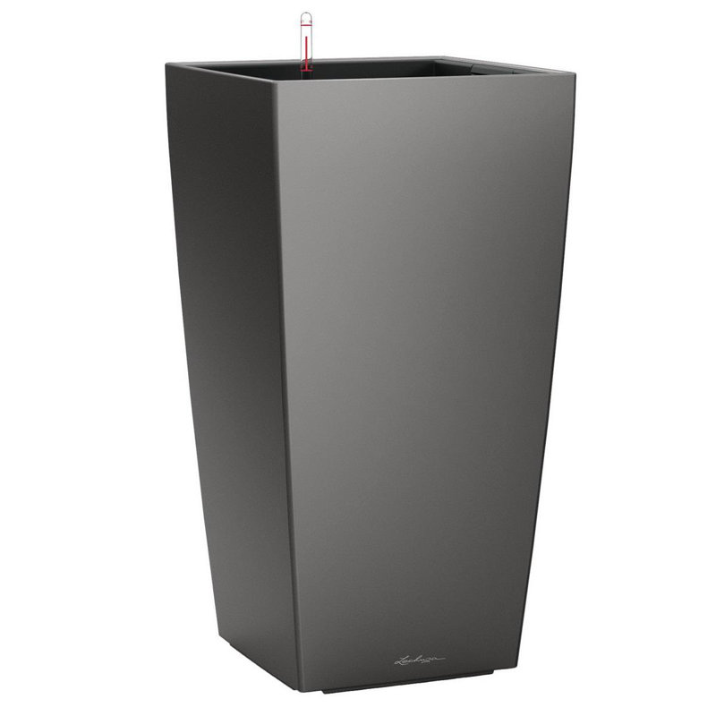 Cubico Planter Box, 41 cm H x 22 cm W x 22 cm D, Metallic Charcoal