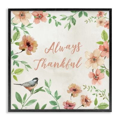«Always Thankful Floral», estampe numérique encadrée par Nan