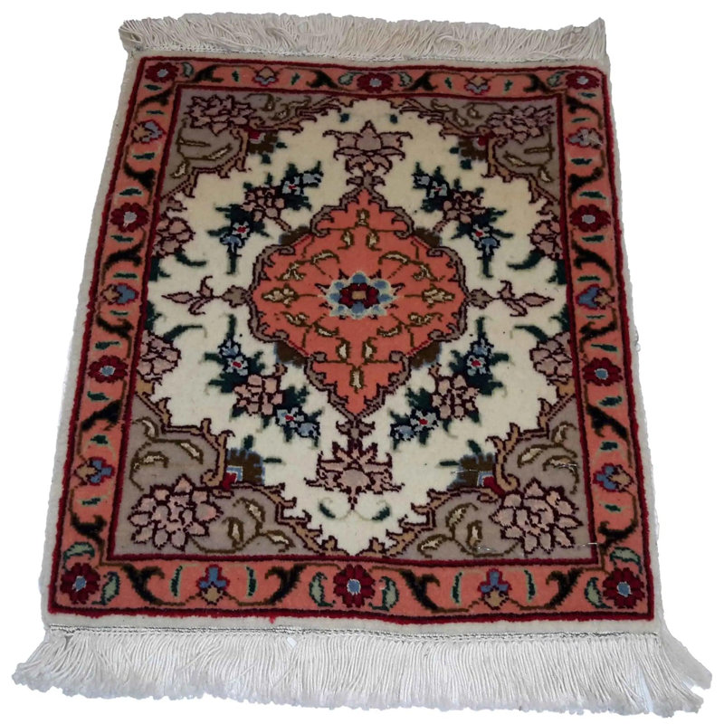 Tapis oriental brun / blanc / crème en laine / coton de style oriental 1 pi x 1 pi 2 po Tawanne