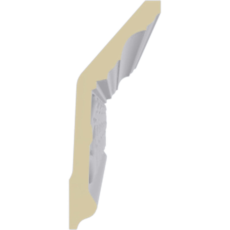 Primed White Polyurethane Floral Crown Moulding Sample, 12" Length