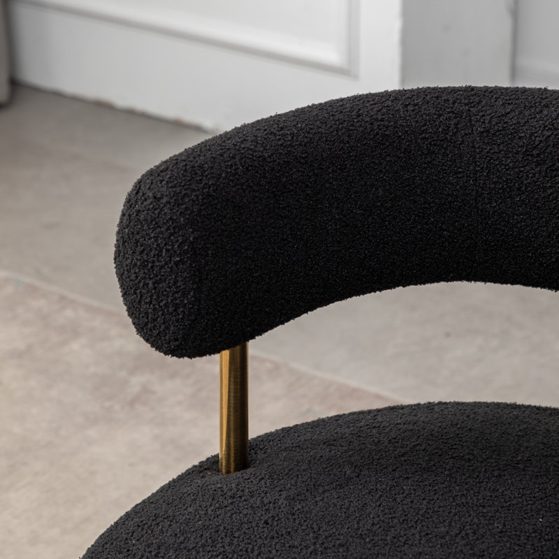 Upholstered Faux Fur Barrel Chair, Black