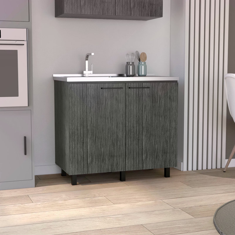 2 éviers utilitaires avec armoire, comptoir en acier inoxydable, tablette intérieure