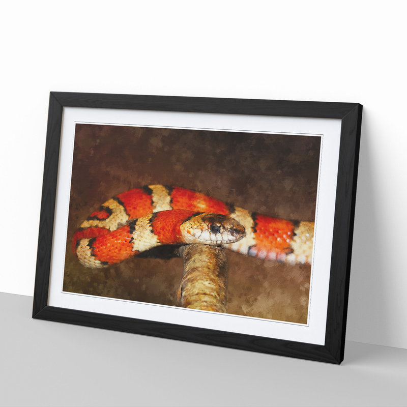 King Snake - Picture Frame Painting, 48cm H x 65cm W x 2cm D, Black Framed