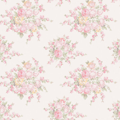 by Rachel Ashwell Rose Blossom Damask 10m x 52cm Wallpaper Roll