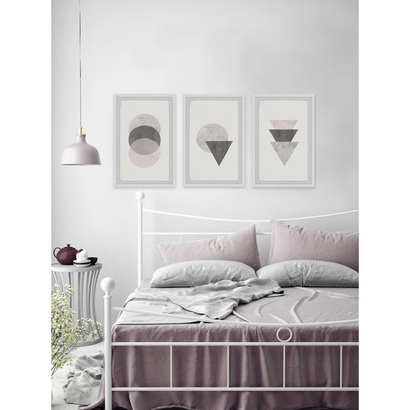 " Triangle And Circle Stack " by Diana Alcala 3 - Pieces Painting Print, 45" H x 30" W