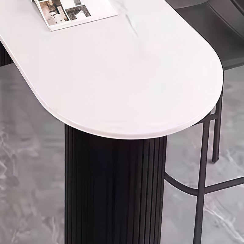 Table de bar Light Luxury, Blanc/Noir, H 35,4 po x L 62,9 po x l 15,7 po, Blanc