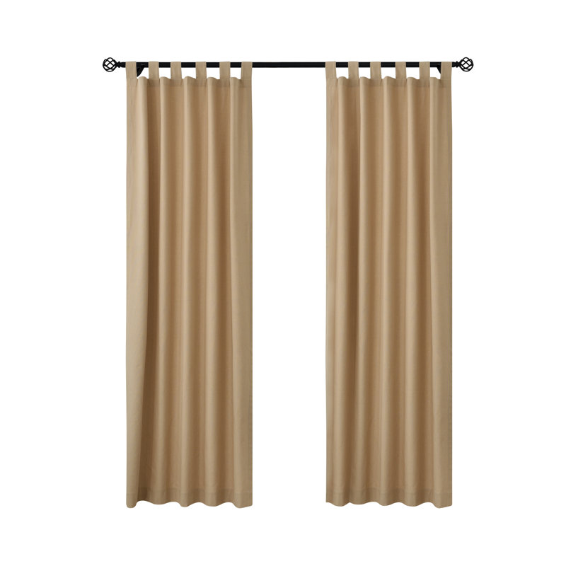 Mcgowen 100% Cotton Solid Room Darkening Thermal Tab Top Curtain Panel, Khaki, 40" W X 95" L