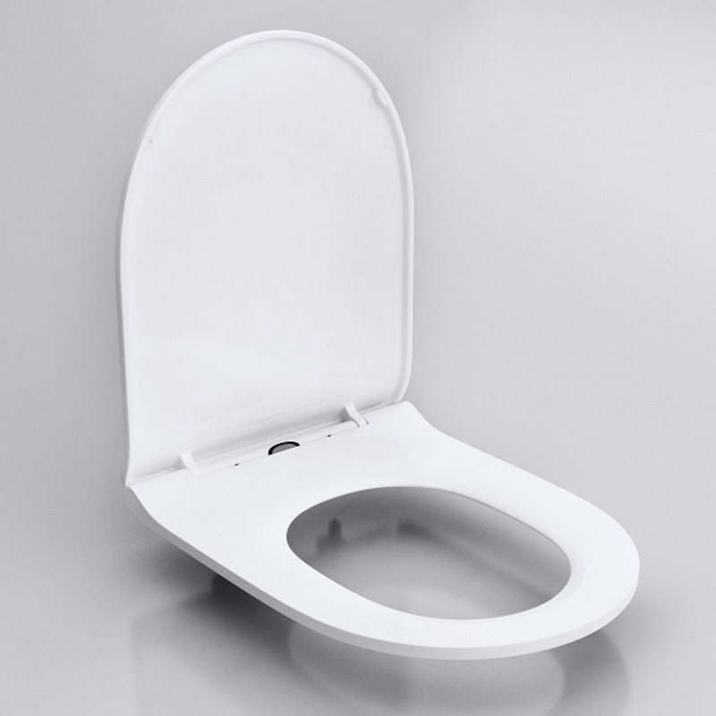  Soft Close Toilet Seat D Shape Slim Design One Touch Button Quick Release 360 x 470 x 25mm (WxDxH)
