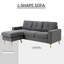 Modular Sectional Sofa with Reversible Chaise for Bedroom Dark Grey