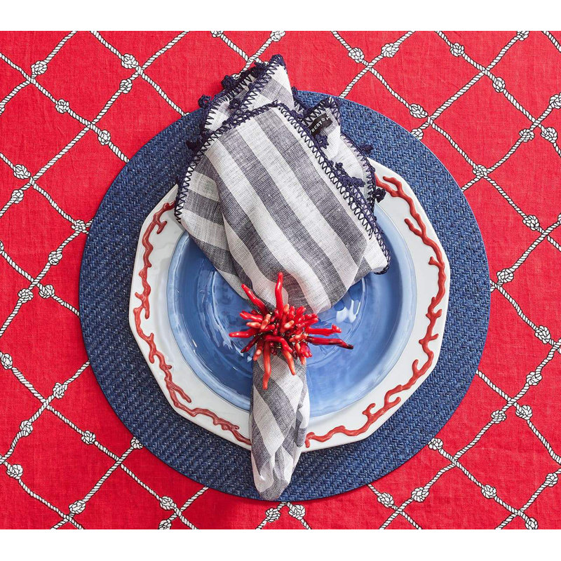 Amalfi 4 Piece Napkin Ring Set, Coral