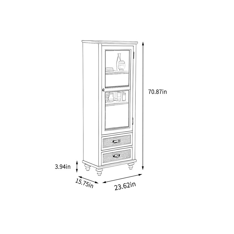 Alberts, Ivory, (3 Shelves) 70.87"H x 23.62"W x 15.75"D