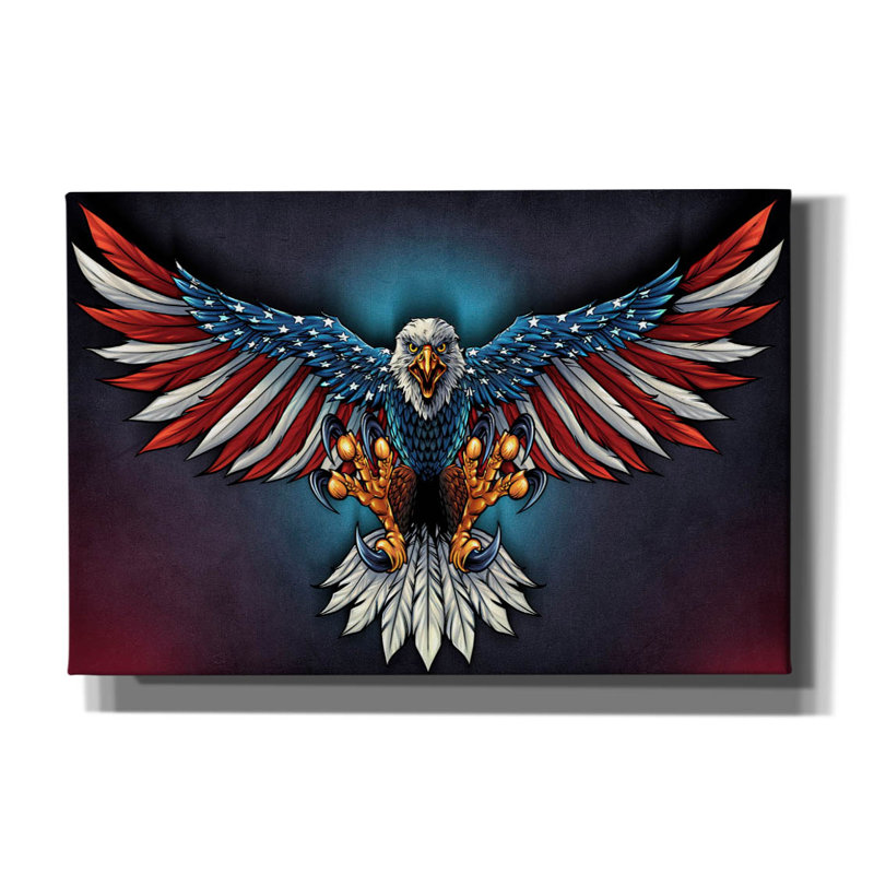 Impression sur toile Ruddell Eagle avec ailes de drapeau américain, H 12 po x l 18 po x P 0,75 po