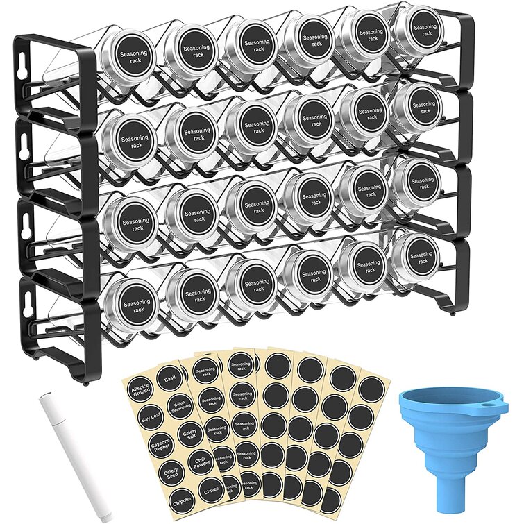 Spice Rack Organizer for Countertop, Seasoning Organizer Wall Mount Spice  Rack with 24 Empty Spice Jars Shelf for Kitchen Cabinet, Seasoning Rack  with Funnel, Chalk Marker and 400 Spice Labels 