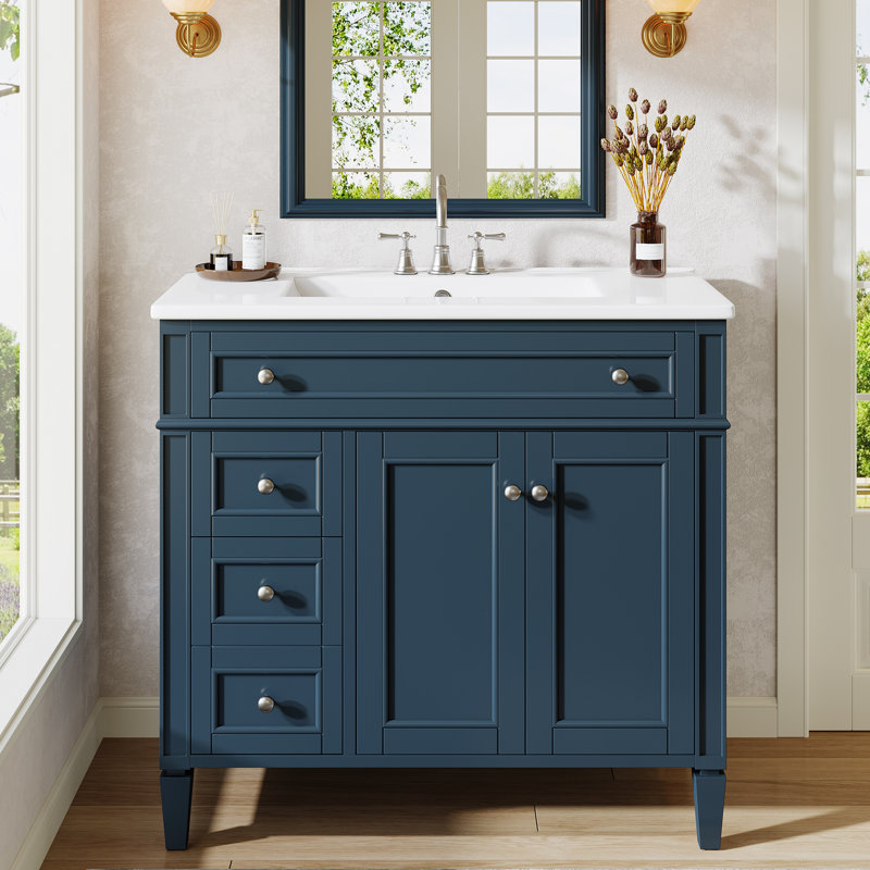 Meuble-lavabo simple 36 po avec comptoir 36 po, 36", Bleu brumeux