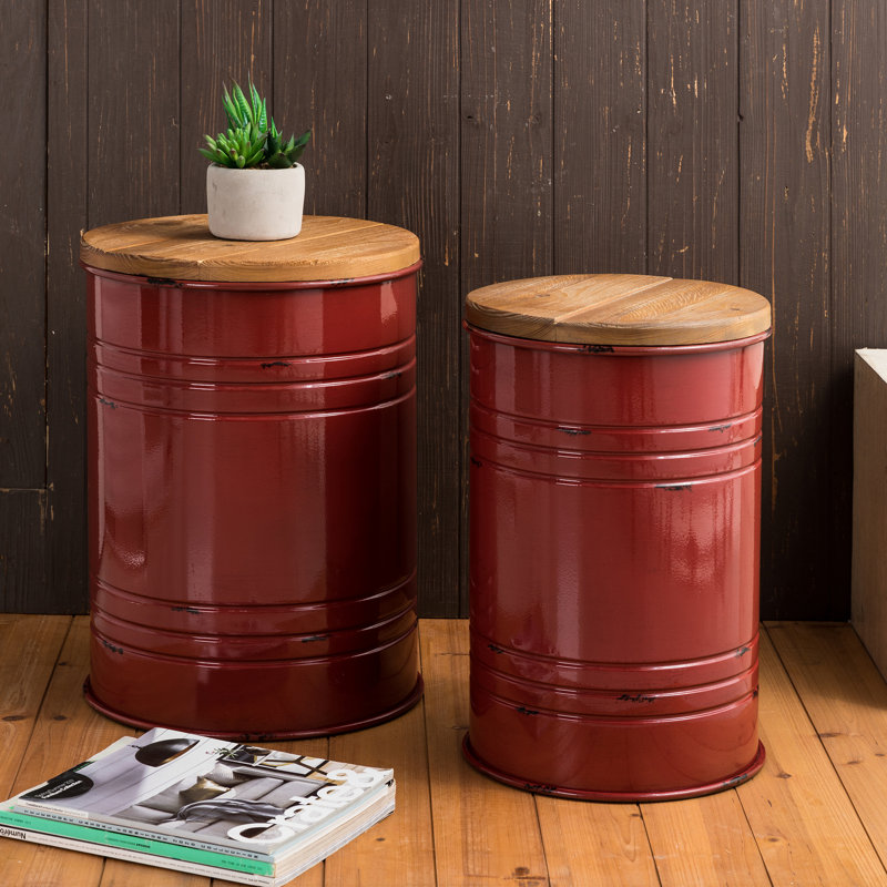 Pieper Iron Accent Stool, Red