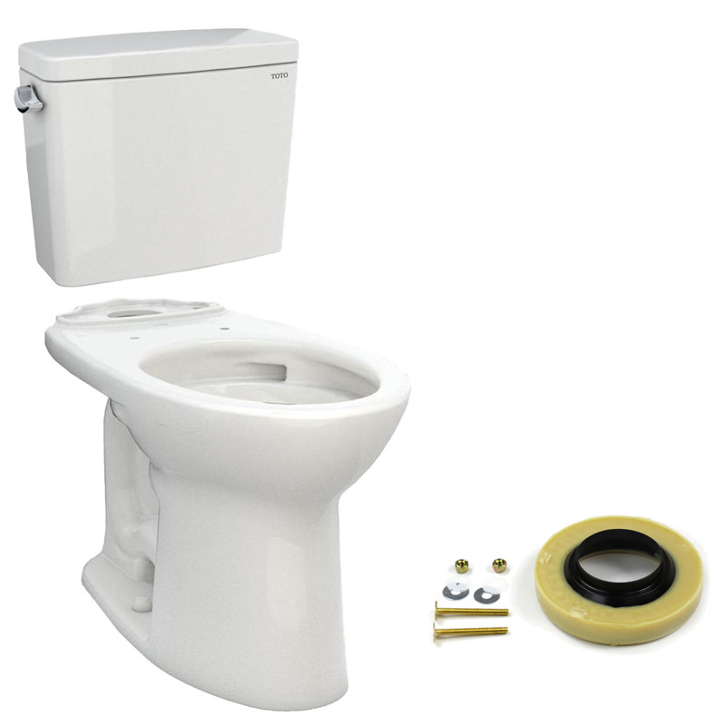 Toilette allongée deux pièces Drake® 1,6 GPF (économe en eau) (siège non inclus), Blanc colonial